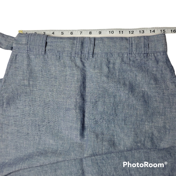 Lija | Linen Cotton Blend Chambray Tie Waist Skirt Size 4 - Picture 4 of 7